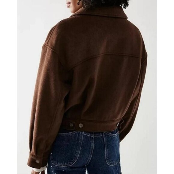 Levi's Brown Wool Blend Baby Bubble Pockets Button Oversized Trucker Jacket - Picture 8 of 16